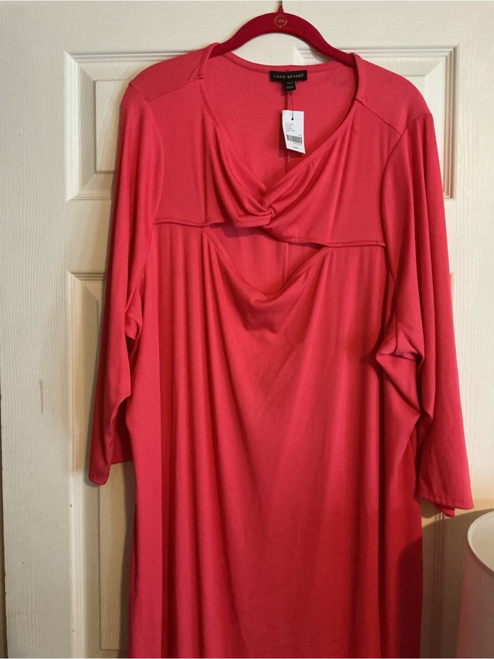 Lane Bryant Coral-Red Twist Neck Tunic